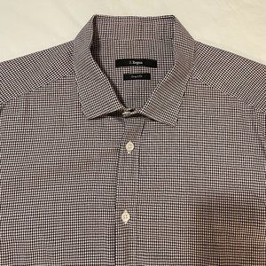 Z Zegna burgundy check dress shirt, Neck: 17.5